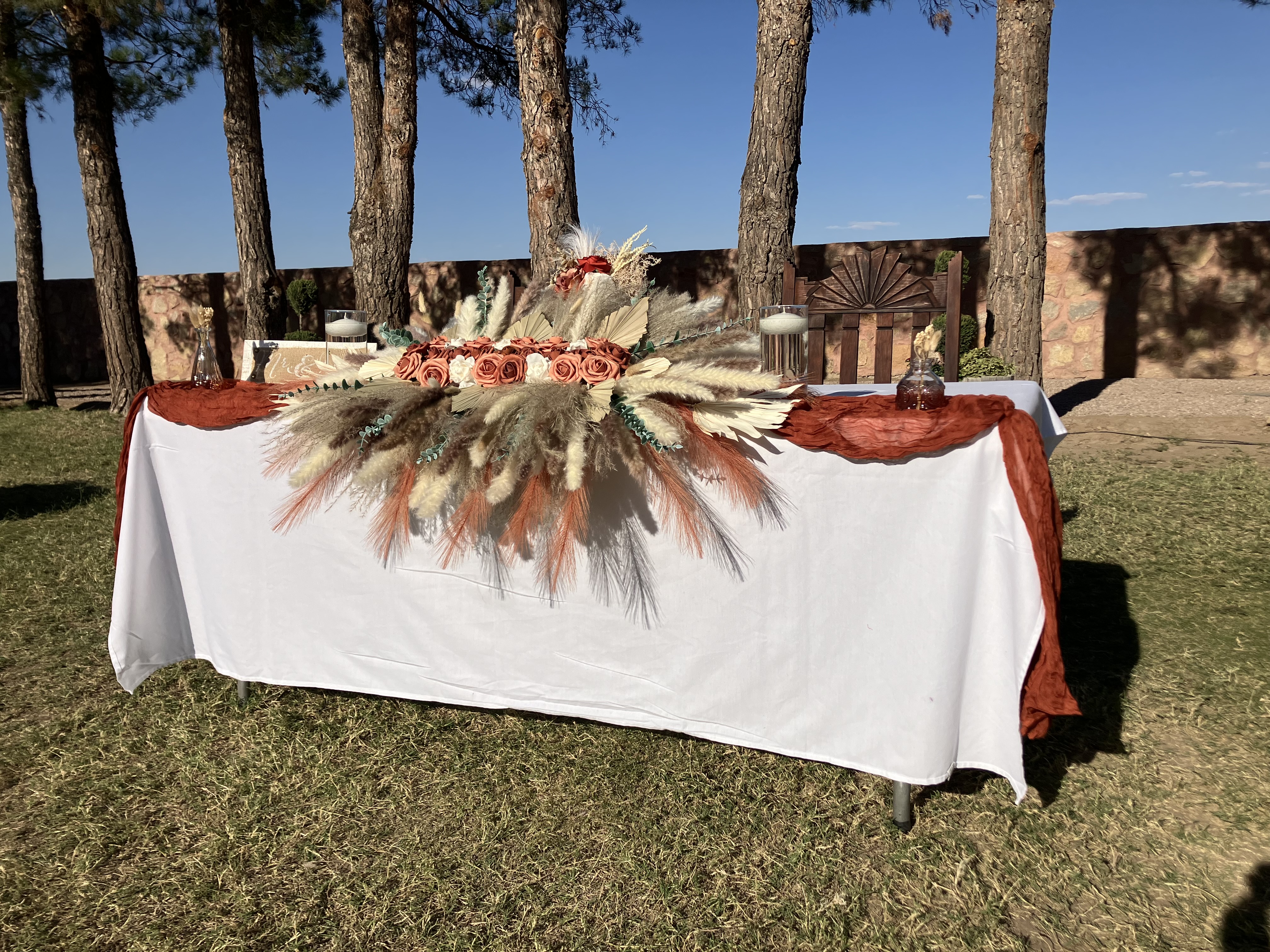 boho wedding decor on table